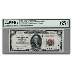 1929 (I-Minneapolis) $100 FRBN Brown Seal Gem Unc-65 EPQ PMG