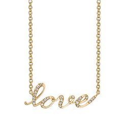 Natural 0.32 CTW LOVE Diamond Necklace 14KT Yellow Gold