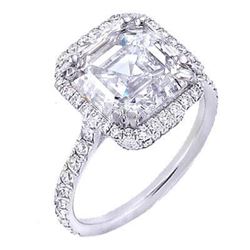 Natural 2.12 CTW Pave Square Asscher Cut Halo Diamond Ring 14KT White Gold