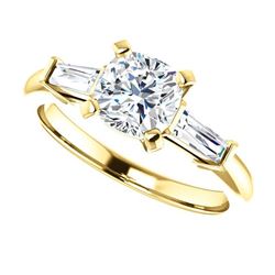 Natural 2.02 CTW Cushion Cut 3-Stone Diamond Ring 18KT Yellow Gold