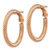 Image 2 : 14k Rose Gold Twisted Round Omega Back Hoop Earrings - 3x20 mm