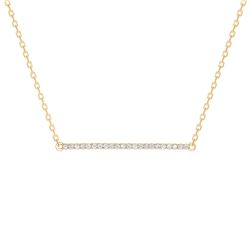 Natural 0.22 CTW Horizontal Diamond Bar Necklace 14KT Yellow Gold