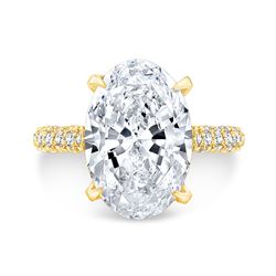 Natural 5.22 CTW Halo Oval Cut Diamond Engagement Ring 18KT Yellow Gold