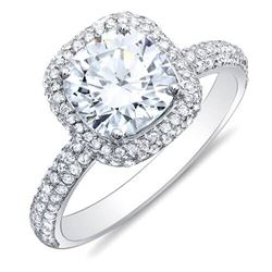Natural 2.52 CTW Cushion Cut Halo Diamond Engagement Ring 14KT White Gold