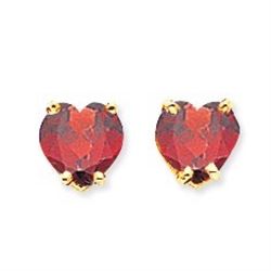 14k 6 mm Heart Garnet Earrings