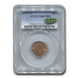 1947-S Lincoln Cent MS-67 PCGS CAC (Red)