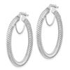 Image 2 : 10k White Gold Twisted Round Omega Back Hoop Earrings - 3x25 mm