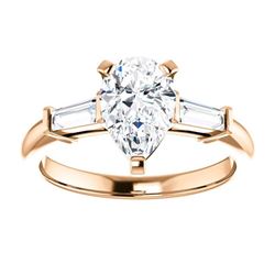 Natural 1.82 CTW Pear Cut & Baguette Cut 3-Stone Diamond Ring 18KT Rose Gold