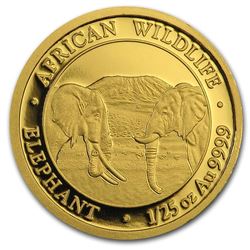 2020 Somalia 1/25 oz Gold African Elephant BU