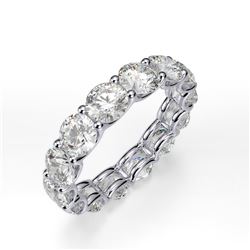 Natural 6.02 CTW Round Brilliant Diamond Eternity Ring 14KT White Gold