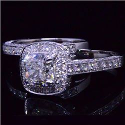 Natural 3.92 CTW Halo Cushion Cut Diamond Engagement Ring 18KT White Gold