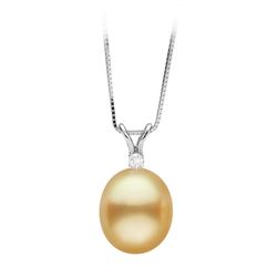Golden South Sea Drop Shape Pearl and Diamond Radiance Pendant