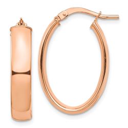 14k Rose Gold Oval Hoop Earrings - 5x17 mm