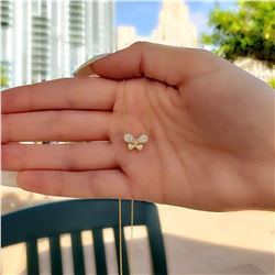 Natural 0.22 CTW Diamond Bow Necklace 18KT Yellow Gold