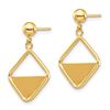 Image 2 : 14k Yellow Gold Square Dangle Post Earrings
