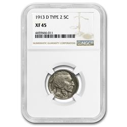 1913-D Buffalo Nickel Type-II XF-45 NGC