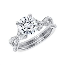 Natural 1.42 CTW Round Brilliant Cut Infinity Shank Diamond Engagement Ring 18KT White Gold