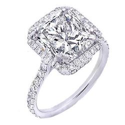 Natural 1.42 CTW Pave Halo Princess Cut Diamond Engagement Ring 18KT White Gold