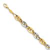 Image 1 : 14K Two-tone Polished Fancy Double Curb Link Bracelet - 8 in.