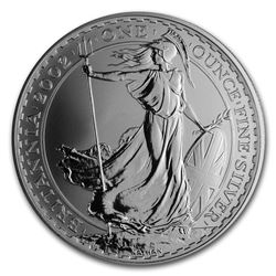 2002 Great Britain 1 oz Silver Britannia BU