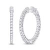 Image 1 : 14kt White Gold Womens Round Diamond Single Row Hoop Earrings 3 Cttw