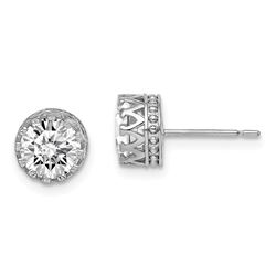 10k White Gold 7 mm Polished Cubic Zirconia Earrings - 51 mm