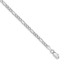 14k 2.5 mm White Gold Semi-Solid Figaro Chain - 9 in.