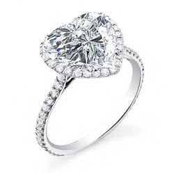 Natural 2.72 CTW Halo Heart Shape Forever Diamond Engagement Ring 18KT White Gold