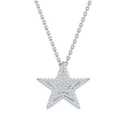 Natural 0.52 CTW Star Diamond Necklace 14KT White Gold