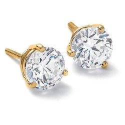 Natural 1.42 CTW Round Cut Martini Diamond Stud Earrings 18KT Yellow Gold