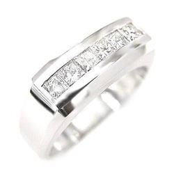 Natural 1.02 CTW Men's Diamond Ring 18KT White Gold