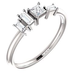 Natural 0.27 CTW Geometric Diamond Ring 18KT White Gold