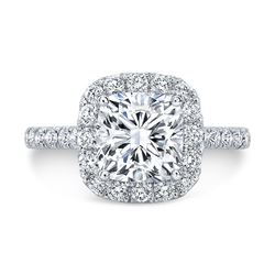 Natural 3.72 CTW Cushion Cut Halo Diamond Engagement Ring 18KT White Gold