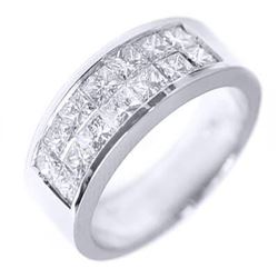 Natural 1.22 CTW Invisible Set Princess Cut Diamond Wedding Ring 14KT White Gold