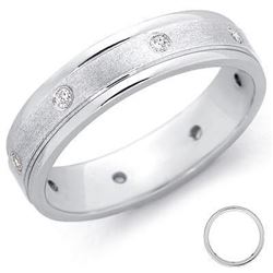 Natural 0.2 CTW Eternity Diamond Wedding Ring 18KT White Gold