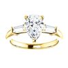 Image 1 : Natural 2.02 CTW Pear Cut & Baguette Cut 3-Stone Diamond Ring 18KT Yellow Gold