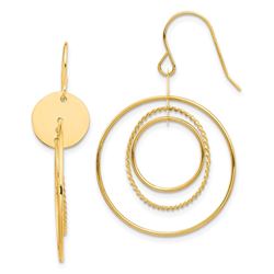 14k Yellow Gold Circle Dangle Earrings