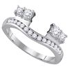 Image 1 : 14kt White Gold Womens Round Diamond Ring Guard Wrap Solitaire Enhancer 1/2 Cttw