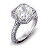 Image 1 : Natural 2.52 CTW Asscher Cut Diamond Micro Pave Ring 18KT White Gold