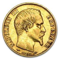 1852-1860 France Gold 20 Francs Napoleon III Avg Circ