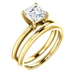 Natural 1.02 CTW Asscher Cut Diamond Engagement Ring 14KT Yellow Gold