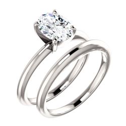 Natural 0.92 CTW Oval Cut Diamond Solitaire Engagement Ring 14KT White Gold