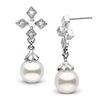 Image 2 : White Akoya Pearl and Diamond Cross Earrings