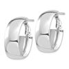 Image 2 : 14k White Gold Omega Back Oval Hoop Earrings - 10x18 mm