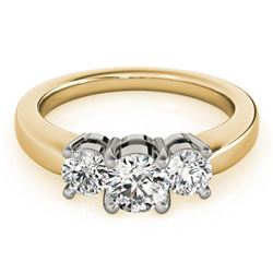 Natural 2 ctw Diamond 3 Stone Ring 14k Yellow Gold