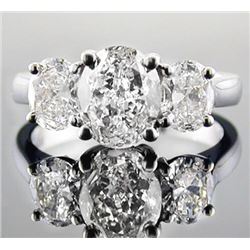 Natural 2.02 CTW 3-Stone Oval Cut Diamond Engagement Ring 14KT White Gold