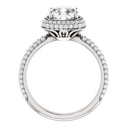 Natural 3.07 CTW Cushion Cut Diamond Halo Engagement Ring 18KT White Gold