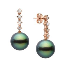 Black Tahitian Pearl and Diamond Constellation Earrings