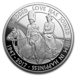 2017 Great Britain £5 Prf Silver Platinum Wedding Anniv Piedfort