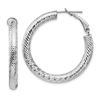 Image 1 : 14k White Gold Diamond-cut Omega Back Hoop Earrings - 4x25 mm
